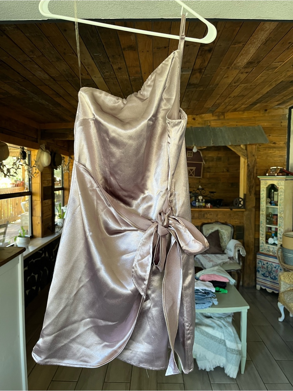 Xtraordinary Rose Blush Satin Slip with Side Tie